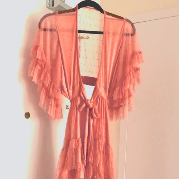 Spell & The Gypsy Grace Cut-out Sheer Tulle Gown Peach Small NWT $800+ - Picture 5 of 12